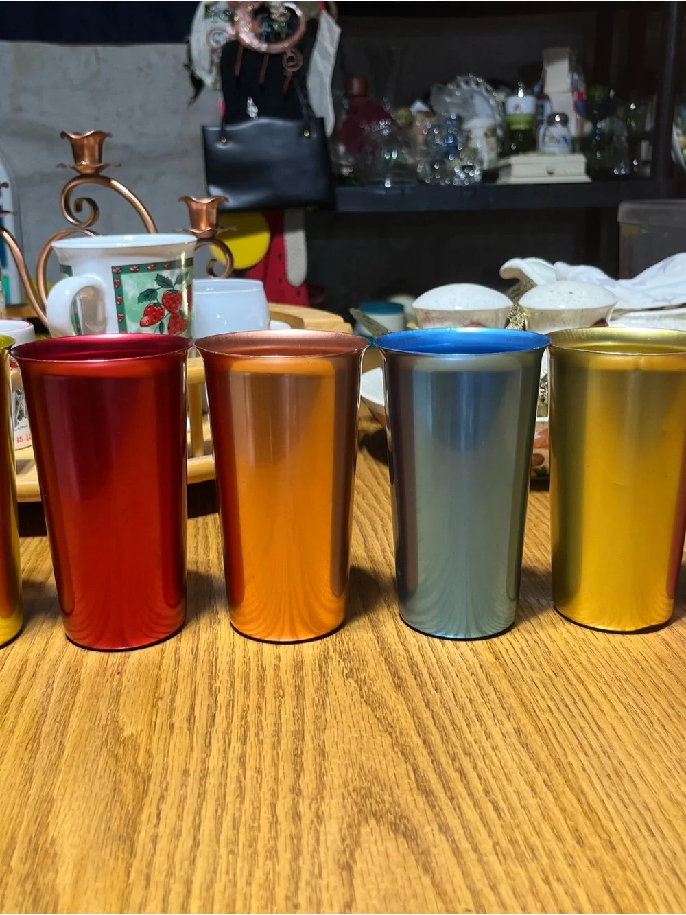 Set of Iridescent Stainless Aluminum Tumblers - Assorted Colors Set Of 6
